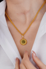 14 Ayar Altın Dorika Çerçeveli Çeyrek Kolye Ucu 258 - Görsel 3