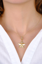 14 Ayar Altın Taşlı Yıldız Kolye Ucu 236 - Görsel 5