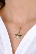 14 Ayar Altın Taşlı Yıldız Kolye Ucu 236