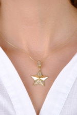 14 Ayar Altın Taşlı Yıldız Kolye Ucu 236 - Görsel 4