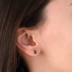 14 Ayar Altın Yeşil Taşlı Damla Küpe 187