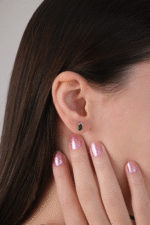 14 Ayar Altın Yeşil Taşlı Damla Küpe 187 - Görsel 2