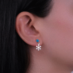 14 Ayar Altın Nazar Boncuklu Kar Tanesi Sallantılı Küpe 162