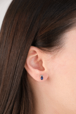 14 Ayar Altın Mavi Taşlı Damla Küpe 186 - Görsel 2