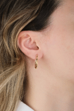 14 Ayar Altın Dalgalı Elips Küpe 469 - Görsel 2