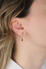 14 Ayar Altın Dalgalı Elips Küpe 469 - Görsel 3