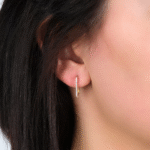 14 Ayar Altın Taşlı Dikdörtgen Küpe 67