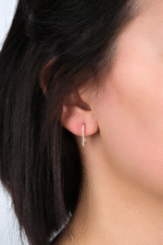 14 Ayar Altın Taşlı Dikdörtgen Küpe 67