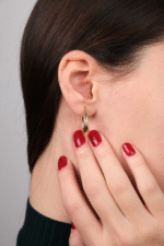 14 Ayar Altın Çizgi Desen Halka Küpe 319 - Görsel 2