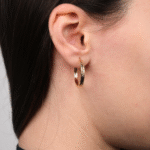 14 Ayar Altın Çizgi Desen Halka Küpe 319