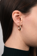 14 Ayar Altın Çizgi Desen Halka Küpe 319