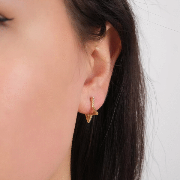 14 Ayar Altın Taşlı Yıldız Küpe 44