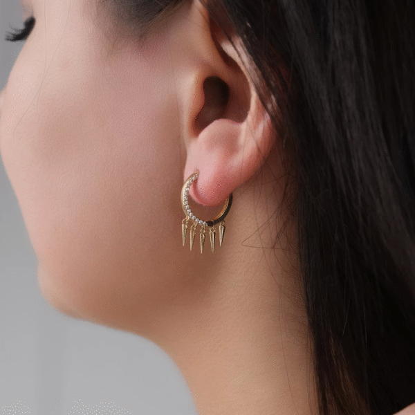 14 Ayar Altın Çizgi Sallantılı Küpe 226