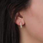 14 Ayar Altın Taşlı Halka Küpe 58