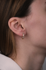 14 Ayar Altın Taşlı Halka Küpe 459 - Görsel 2