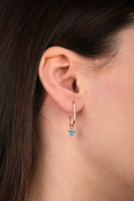 14 Ayar Altın Mavi Taşlı Sallantılı Küpe 16