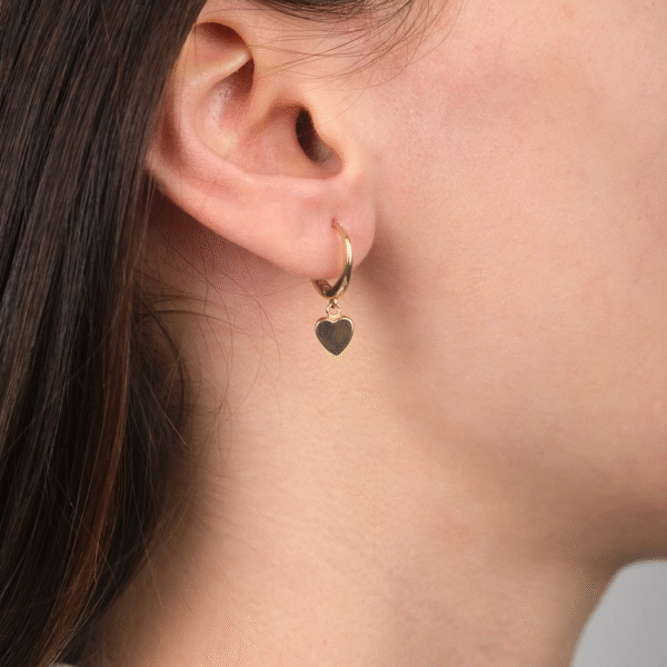 14 Ayar Altın Kalp Sallantılı Küpe 14