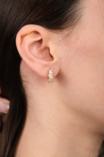 14 Ayar Altın Taşlı Halka Küpe 29 - Görsel 2