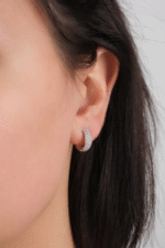 14 Ayar Altın Taşlı Halka Küpe 61 - Görsel 2