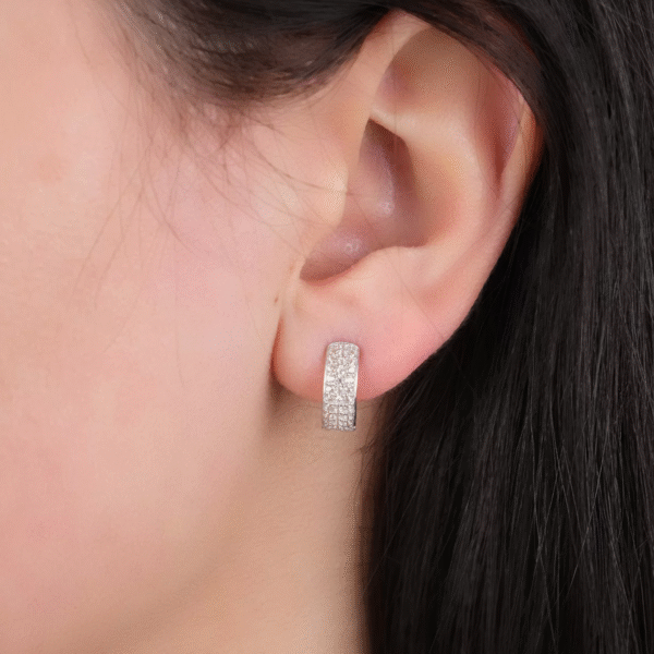 14 Ayar Altın Taşlı Halka Küpe 61