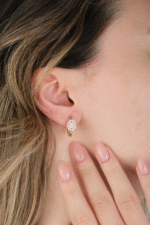 14 Ayar Altın Baget Taşlı Halka Küpe 555