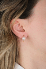 14 Ayar Altın Baget Taşlı Halka Küpe 555 - Görsel 2