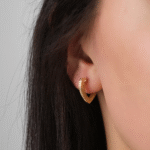 14 Ayar Altın Taşlı Kalp Küpe 45