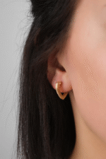 14 Ayar Altın Taşlı Kalp Küpe 45