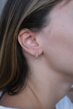 14 Ayar Altın Desenli Halka Küpe 551 - Görsel 2