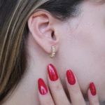 14 Ayar Altın Desenli Halka Küpe 551