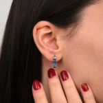 14 Ayar Altın Mavi Taşlı Küpe 152