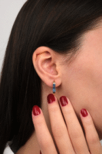 14 Ayar Altın Mavi Taşlı Küpe 152