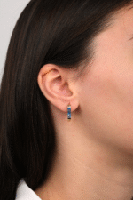 14 Ayar Altın Mavi Taşlı Küpe 152 - Görsel 2