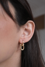 14 Ayar Altın Taşlı T Küpe 597 - Görsel 2