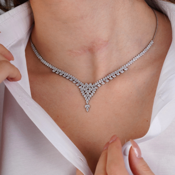 14 Ayar Beyaz Altın Taşlı Set 57