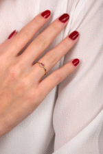 14 Ayar Altın Pembe Taşlı Yüzük 112 - Görsel 3