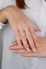 14 Ayar Altın Taşlı Kalp Yüzük 563 - Görsel 2