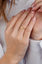 14 Ayar Altın Taşlı Kalp Yüzük 563 - Görsel 4