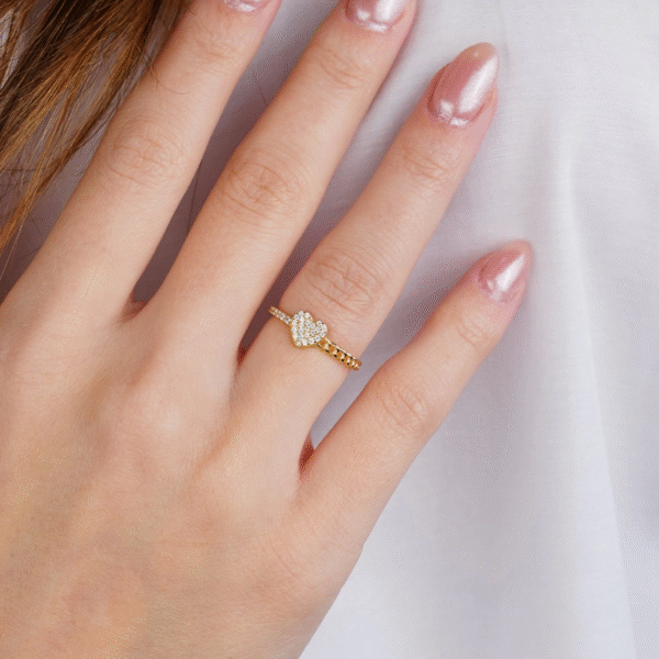 14 Ayar Altın Taşlı Kalp Yüzük 563