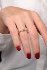 14 Ayar Altın Mavi Taşlı Gurmet Yüzük 114 - Görsel 3