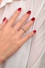 14 Ayar Altın Mavi Taşlı Gurmet Yüzük 114