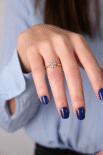 14 Ayar Altın Taşlı Çiçek Yüzük 242 - Görsel 2