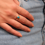 14 Ayar Firuze Taşlı Damla Yüzük 100