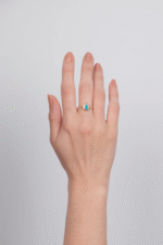 14 Ayar Firuze Taşlı Damla Yüzük 100 - Görsel 3