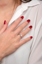 14 Ayar Beyaz Altın Tektaş Yüzük 155 - Görsel 3