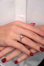 14 Ayar Beyaz Altın Tektaş Yüzük 155 - Görsel 2