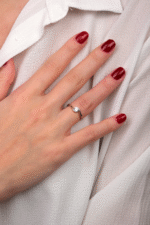 14 Ayar Beyaz Altın Tektaş Yüzük 154 - Görsel 3