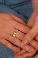 14 Ayar Altın Mavi Taşlı Retro Yüzük 99