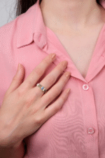 14 Ayar Altın Mavi Taşlı Retro Yüzük 99 - Görsel 2