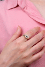 14 Ayar Altın Yeşil Taşlı Göz Yüzük 81